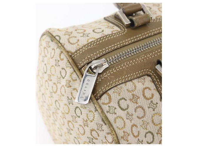Céline Borsa Boston Mini in tela Macadam Celine Khaki Argento Auth ep14462 Cachi - vista 10