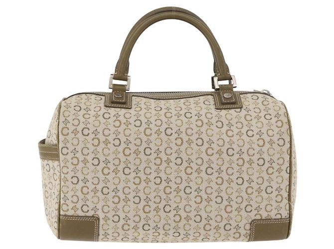 Céline Borsa Boston Mini in tela Macadam Celine Khaki Argento Auth ep14462 Cachi - vista 2
