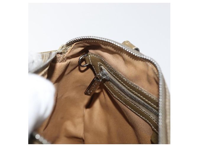 Céline Borsa Boston Mini in tela Macadam Celine Khaki Argento Auth ep14462 Cachi - vista 20