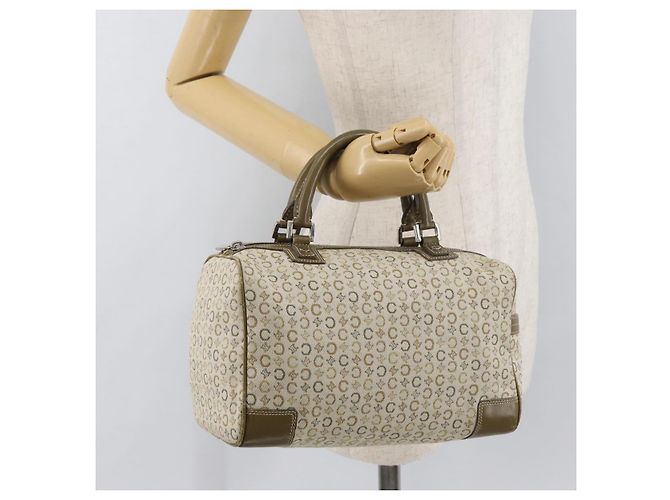 Céline Borsa Boston Mini in tela Macadam Celine Khaki Argento Auth ep14462 Cachi - vista 22
