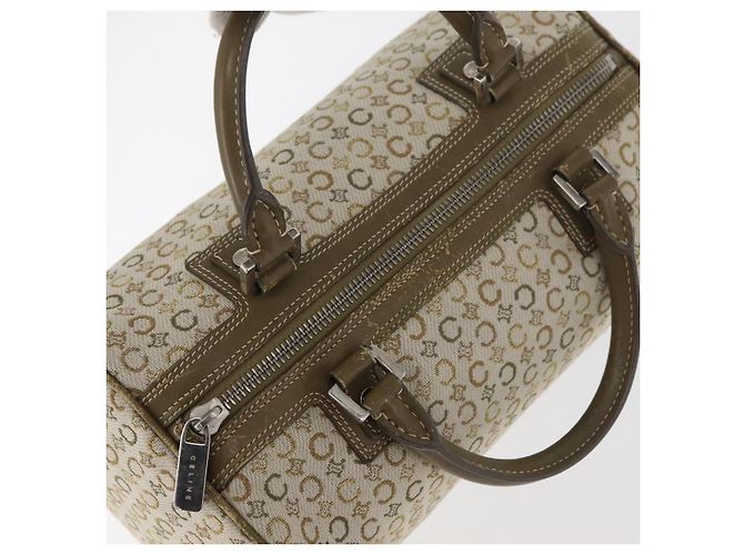 Céline Borsa Boston Mini in tela Macadam Celine Khaki Argento Auth ep14462 Cachi - vista 6