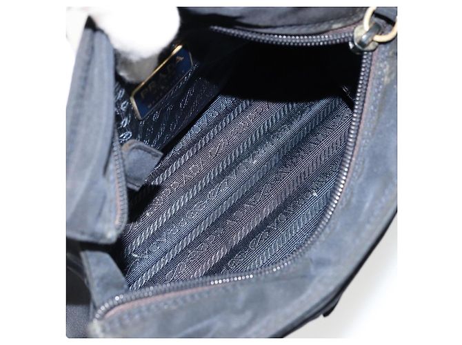 PRADA Borsa a mano con catena in nylon blu navy oro Auth bs34692 D'oro - vista 11