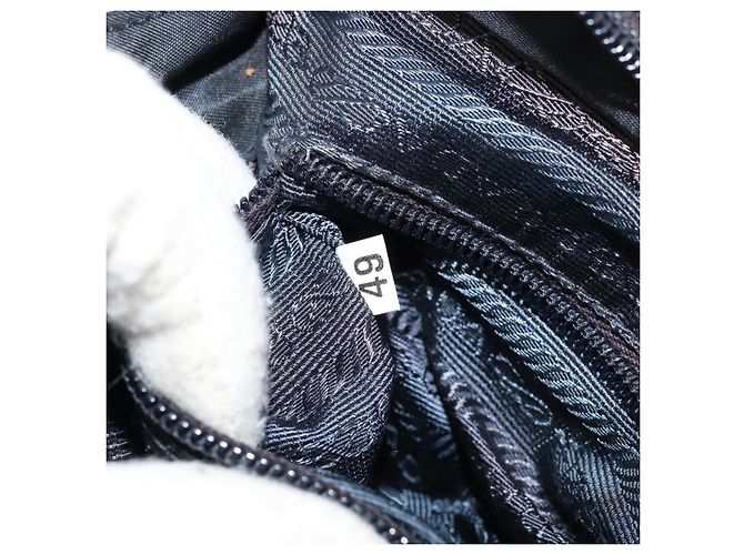 PRADA Borsa a mano con catena in nylon blu navy oro Auth bs34692 D'oro - vista 12