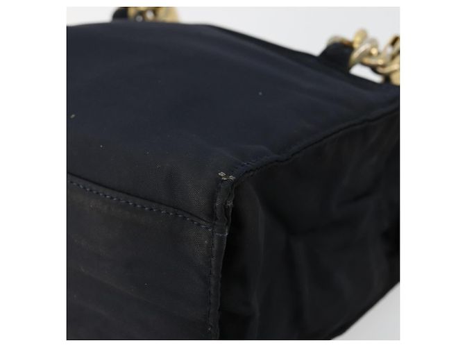 PRADA Borsa a mano con catena in nylon blu navy oro Auth bs34692 D'oro - vista 16