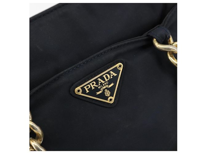 PRADA Borsa a mano con catena in nylon blu navy oro Auth bs34692 D'oro - vista 17