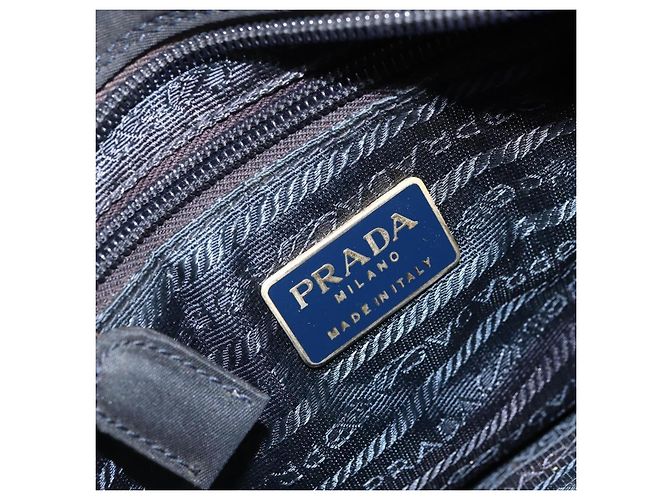 PRADA Borsa a mano con catena in nylon blu navy oro Auth bs34692 D'oro - vista 18