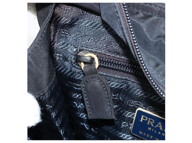 PRADA Borsa a mano con catena in nylon blu navy oro Auth bs34692 D'oro - vista 21