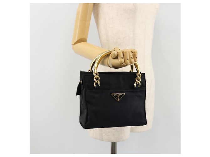 PRADA Borsa a mano con catena in nylon blu navy oro Auth bs34692 D'oro - vista 23
