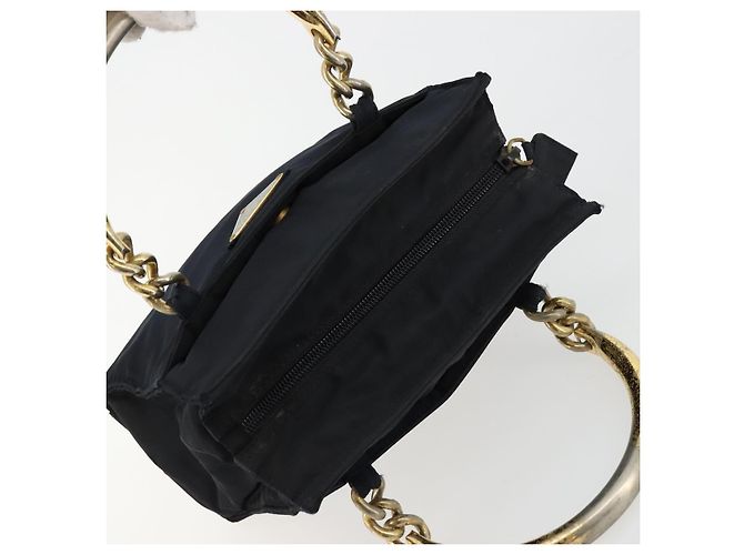 PRADA Borsa a mano con catena in nylon blu navy oro Auth bs34692 D'oro - vista 6