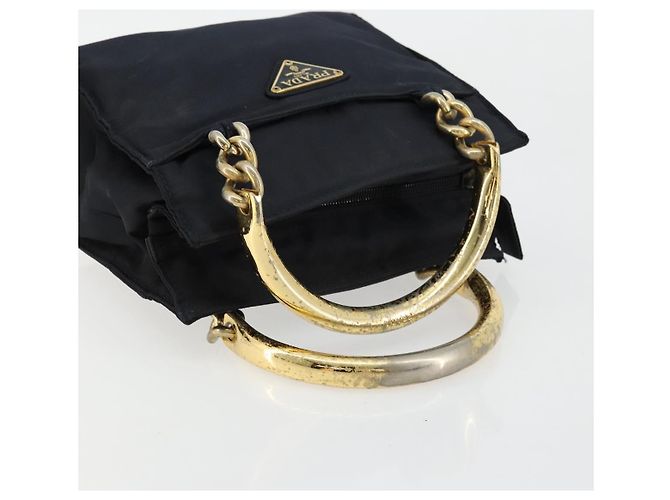 PRADA Borsa a mano con catena in nylon blu navy oro Auth bs34692 D'oro - vista 7
