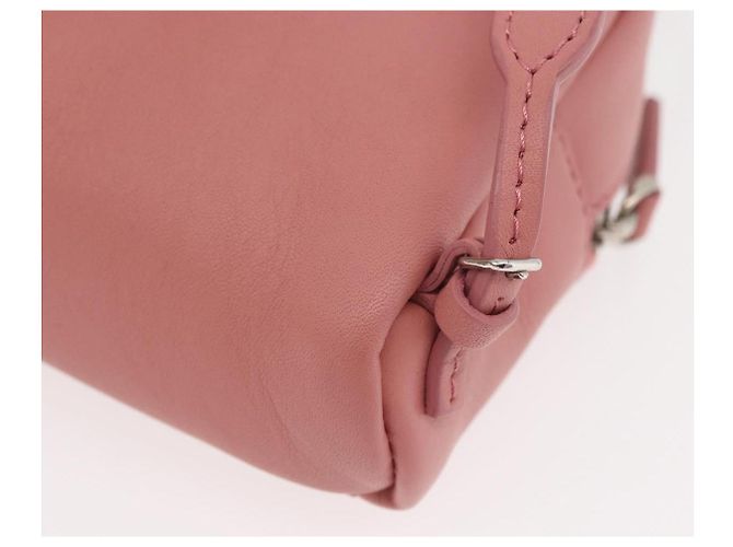 FENDI Mostro Occhi Portachiavi in Pelle Rosa Argento Auth 176072A - vista 17