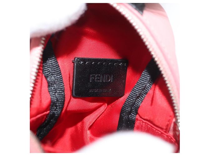FENDI Mostro Occhi Portachiavi in Pelle Rosa Argento Auth 176072A - vista 20