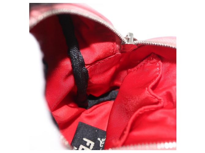 FENDI Mostro Occhi Portachiavi in Pelle Rosa Argento Auth 176072A - vista 21