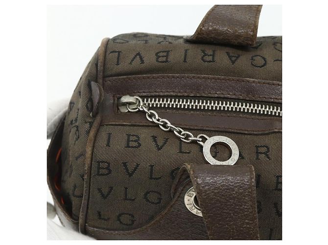 Bulgari BVLGARI Logo Mania Handtasche aus braunem Canvas mit Silber authentisch bs34748 - Ansicht 10