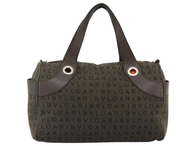 Bulgari BVLGARI Logo Mania Handtasche aus braunem Canvas mit Silber authentisch bs34748 - Ansicht 13