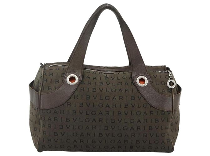 Bulgari BVLGARI Logo Mania Handtasche aus braunem Canvas mit Silber authentisch bs34748 - Ansicht 2
