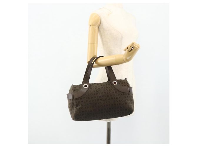 Bulgari BVLGARI Logo Mania Handtasche aus braunem Canvas mit Silber authentisch bs34748 - Ansicht 23