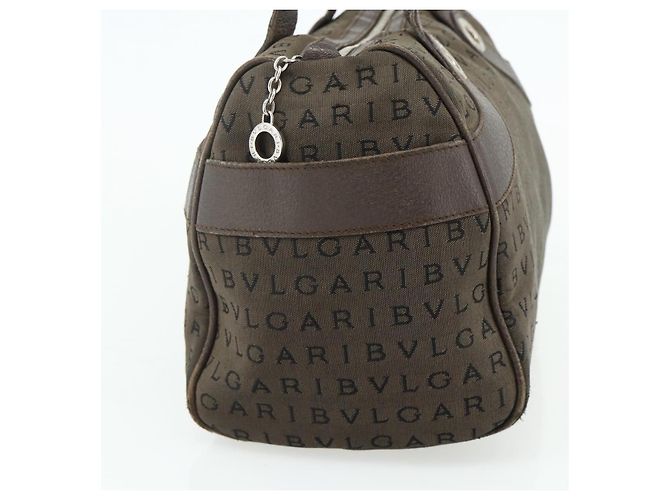 Bulgari BVLGARI Logo Mania Handtasche aus braunem Canvas mit Silber authentisch bs34748 - Ansicht 4