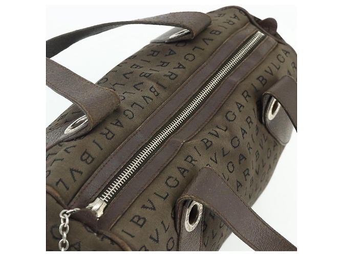 Bulgari BVLGARI Logo Mania Handtasche aus braunem Canvas mit Silber authentisch bs34748 - Ansicht 6