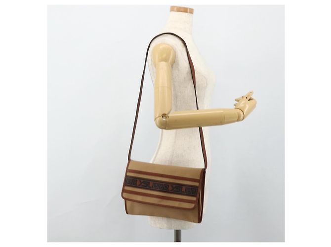 Saint Laurent Borsa a Spalla in Tela Beige Oro Auth ep14127 D'oro - vista 22