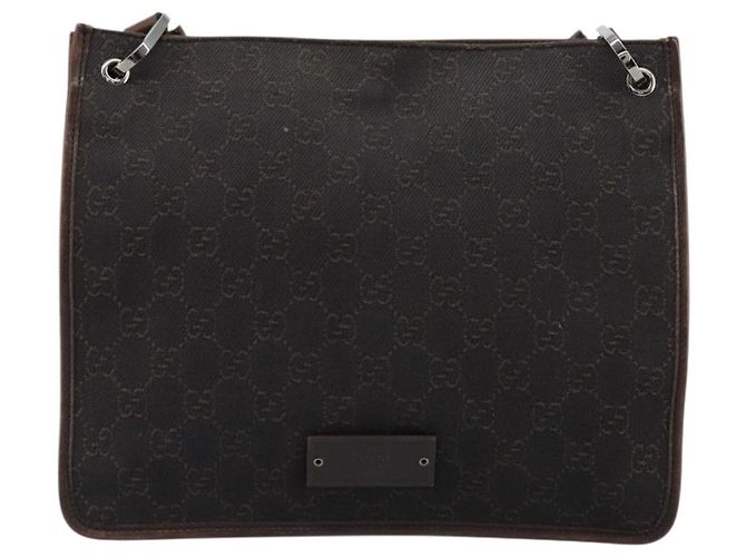 Borsa a Spalla GG Canvas GUCCI Outlet Marrone Argento 91762 Auth ka4080A - vista 13