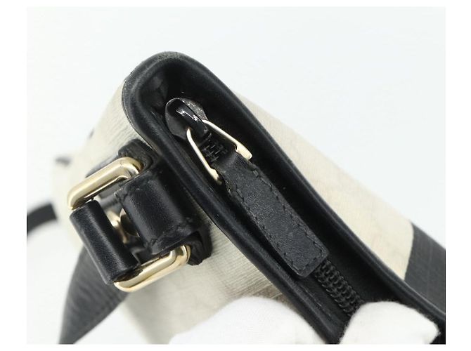Borsa a Spalla Gucci GG Supreme Sherry Line PVC Bianco Oro 239347 Auth 175897 D'oro - vista 10