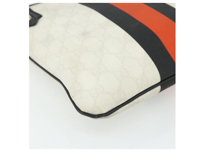 Borsa a Spalla Gucci GG Supreme Sherry Line PVC Bianco Oro 239347 Auth 175897 D'oro - vista 14