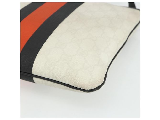 Borsa a Spalla Gucci GG Supreme Sherry Line PVC Bianco Oro 239347 Auth 175897 D'oro - vista 15