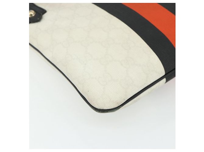 Borsa a Spalla Gucci GG Supreme Sherry Line PVC Bianco Oro 239347 Auth 175897 D'oro - vista 16