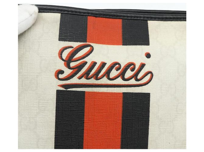 Borsa a Spalla Gucci GG Supreme Sherry Line PVC Bianco Oro 239347 Auth 175897 D'oro - vista 17