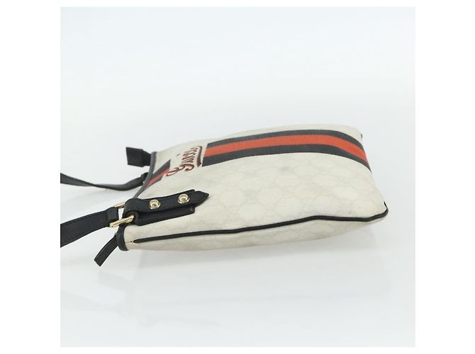 Borsa a Spalla Gucci GG Supreme Sherry Line PVC Bianco Oro 239347 Auth 175897 D'oro - vista 3