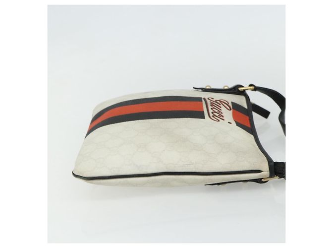 Borsa a Spalla Gucci GG Supreme Sherry Line PVC Bianco Oro 239347 Auth 175897 D'oro - vista 4