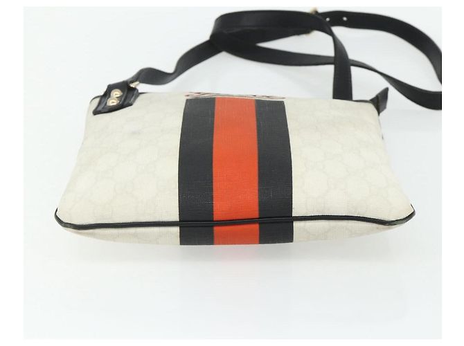 Borsa a Spalla Gucci GG Supreme Sherry Line PVC Bianco Oro 239347 Auth 175897 D'oro - vista 5