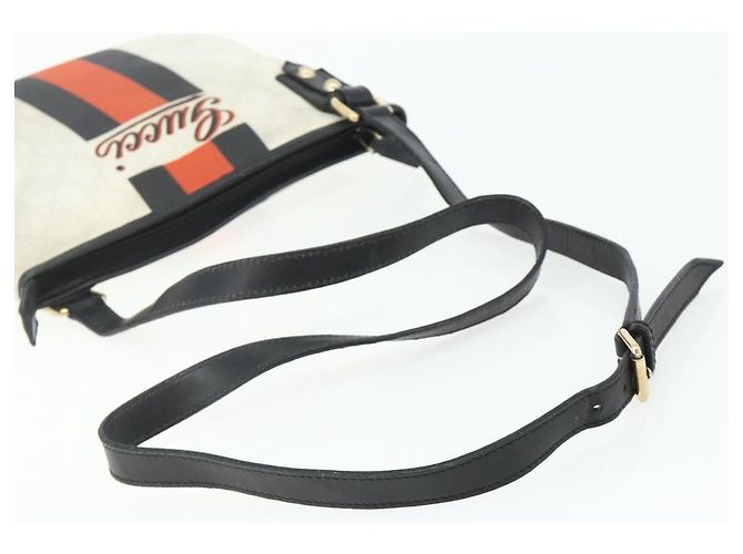 Borsa a Spalla Gucci GG Supreme Sherry Line PVC Bianco Oro 239347 Auth 175897 D'oro - vista 7