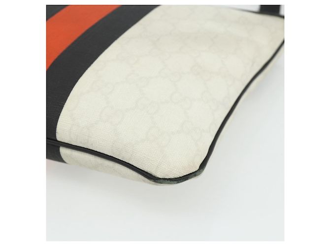 Borsa a Spalla Gucci GG Supreme Sherry Line PVC Bianco Oro 239347 Auth 175897 D'oro - vista 9