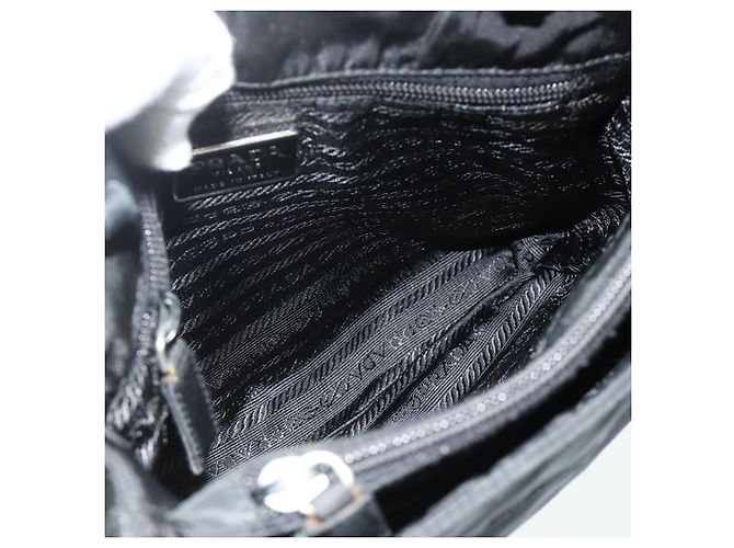 PRADA Borsa a mano con catena in nylon nero Auth 176700 - vista 11
