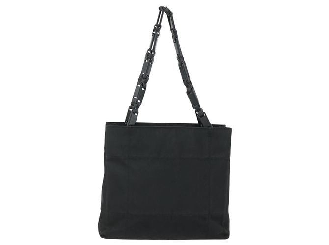 PRADA Borsa a mano con catena in nylon nero Auth 176700 - vista 13