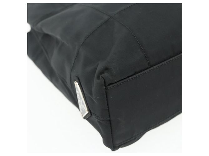 PRADA Borsa a mano con catena in nylon nero Auth 176700 - vista 14