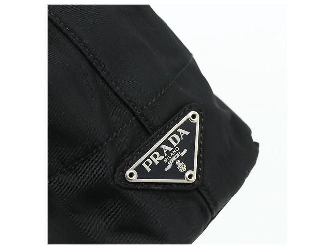PRADA Borsa a mano con catena in nylon nero Auth 176700 - vista 17