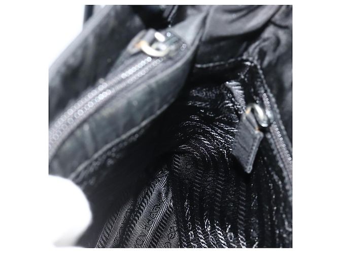PRADA Borsa a mano con catena in nylon nero Auth 176700 - vista 19