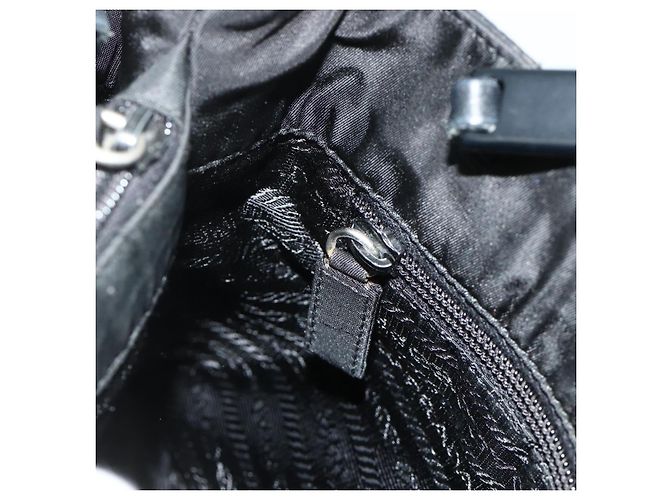PRADA Borsa a mano con catena in nylon nero Auth 176700 - vista 20
