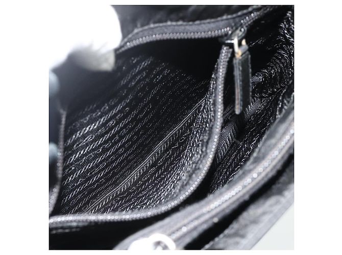 PRADA Borsa a mano con catena in nylon nero Auth 176700 - vista 21