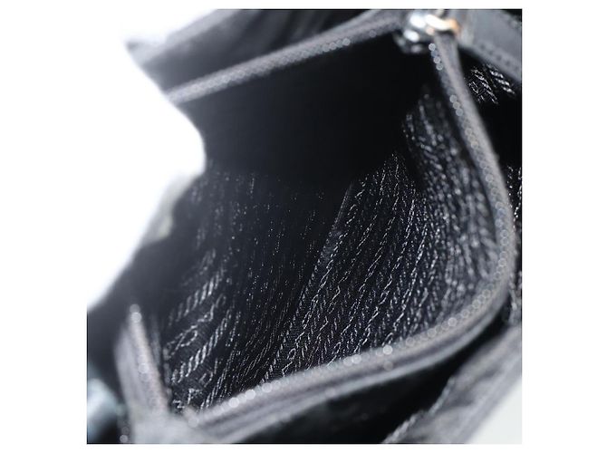 PRADA Borsa a mano con catena in nylon nero Auth 176700 - vista 23