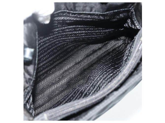PRADA Borsa a mano con catena in nylon nero Auth 176700 - vista 24