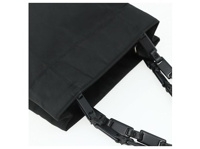 PRADA Borsa a mano con catena in nylon nero Auth 176700 - vista 6