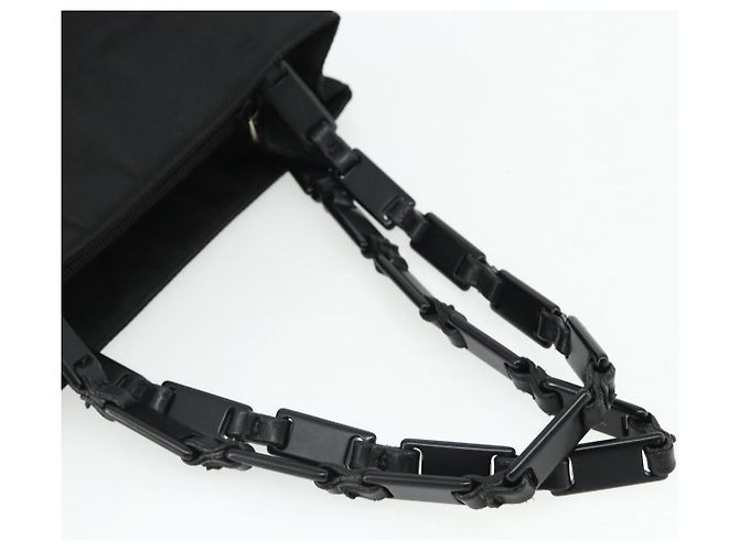 PRADA Borsa a mano con catena in nylon nero Auth 176700 - vista 7
