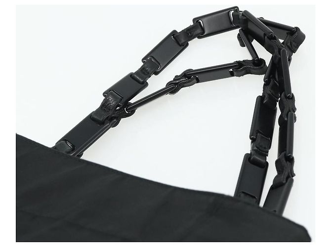 PRADA Borsa a mano con catena in nylon nero Auth 176700 - vista 8