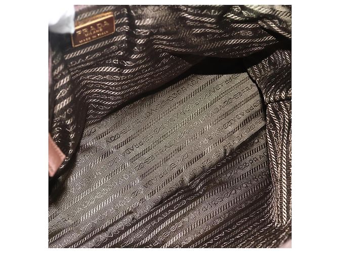 Borsa Tote in Nylon Marrone e Oro PRADA con Catena Auth bs34691 D'oro - vista 11