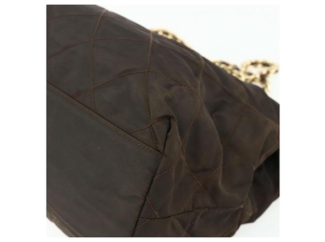 Borsa Tote in Nylon Marrone e Oro PRADA con Catena Auth bs34691 D'oro - vista 15