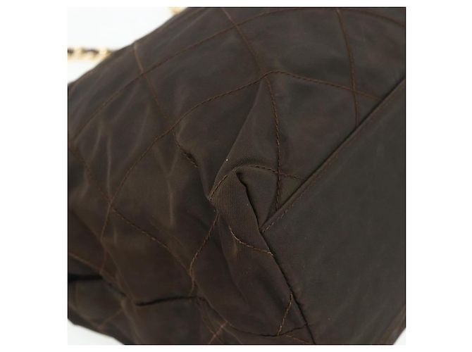 Borsa Tote in Nylon Marrone e Oro PRADA con Catena Auth bs34691 D'oro - vista 16